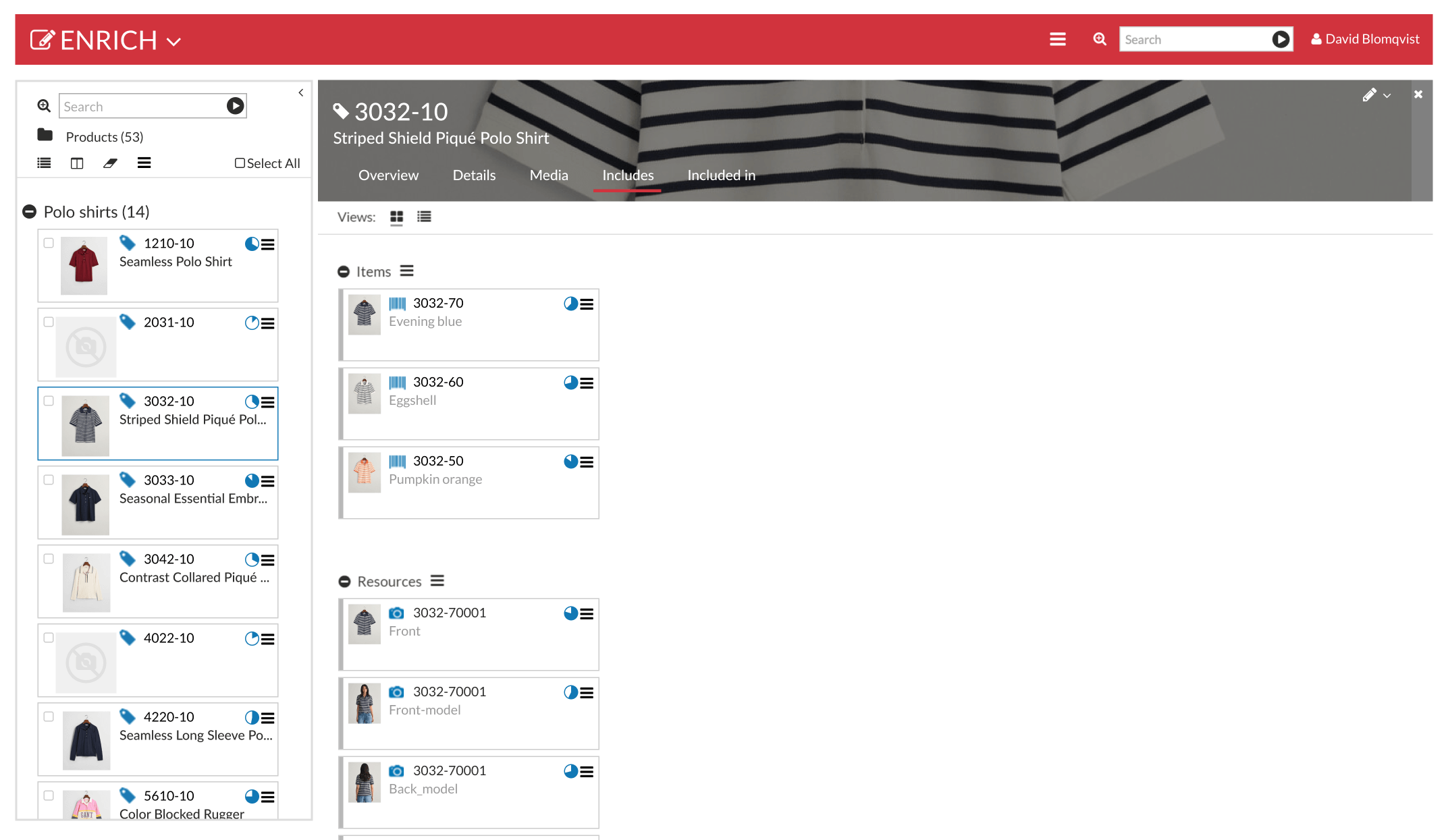 Includes page